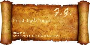 Frid Gyöngyi névjegykártya